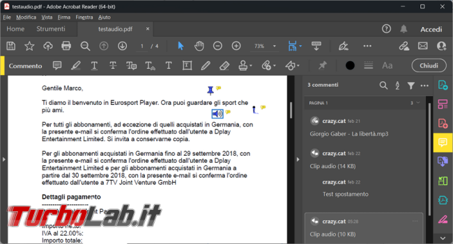 Come aggiungere file audio, commentare, file PDF