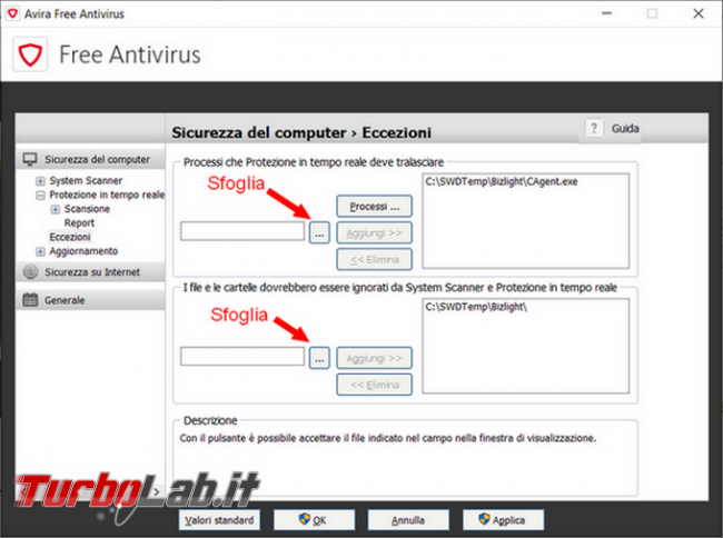 Come aggiungere file cartella lista esclusioni dell’antivirus