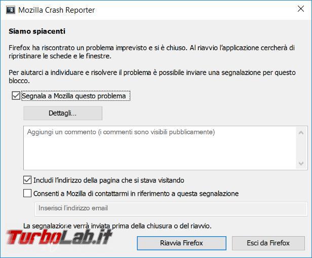 Come analizzare crash Mozilla Firefox