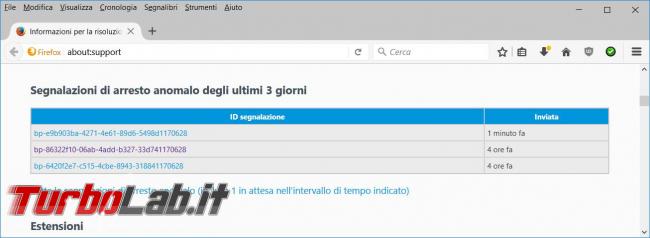 Come analizzare crash Mozilla Firefox
