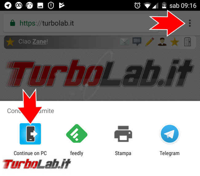 Come aprire PC Windows 10 pagina web visualizzata smartphone Android (&quot;Continua PC&quot;) - Screenshot_20171007-091621