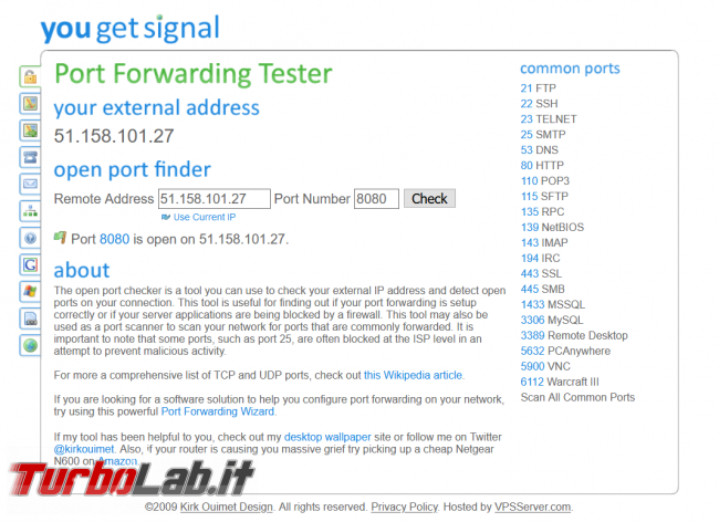 Come aprire porte qualsiasi connessione usando VPN - open_port_check_tool