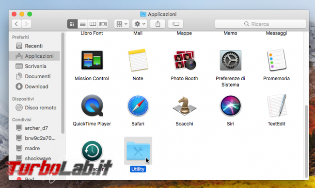 Come aprire Terminale/Prompt comandi Mac (macOS 11 Big Sur) - macos finder applicazioni utility