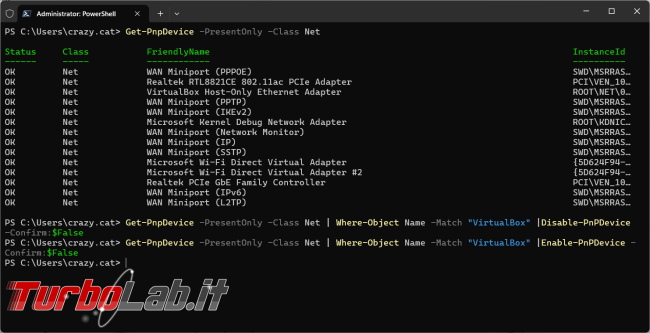 Come attivare/disattivare periferiche sistema operativo direttamente PowerShell