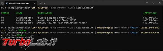 Come attivare/disattivare periferiche sistema operativo direttamente PowerShell
