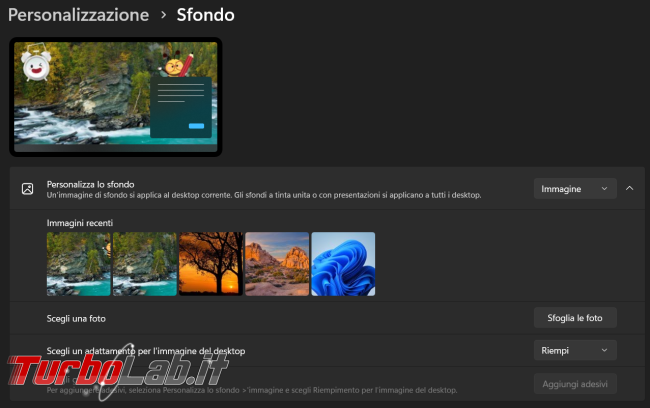 Come attivare stickers (adesivi) desktop Windows 11