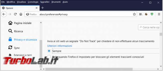 Come aumentare sicurezza privacy Firefox senza ricorrere estensioni