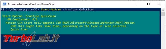 Come avviare scansione Windows Defender tramite PowerShell