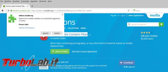Come bloccare contenuti pornografici l’estensione ProCon Latte Mozilla Firefox