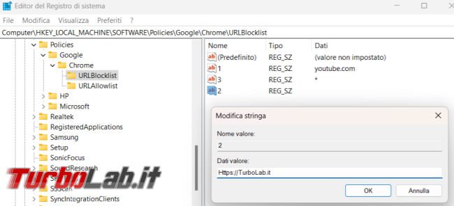 Come bloccare/permettere navigazione siti Chrome