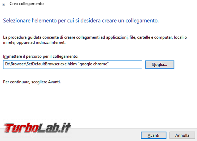 Come cambiare browser predefinito riga comando