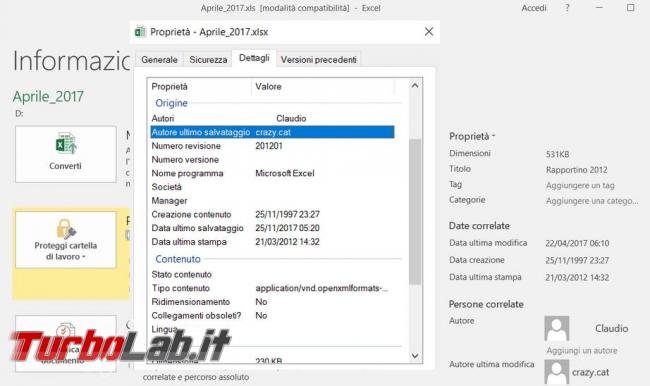 Come cambiare data creazione, modifica ultimo accesso documento Office