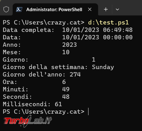 Come cambiare data ora PowerShell