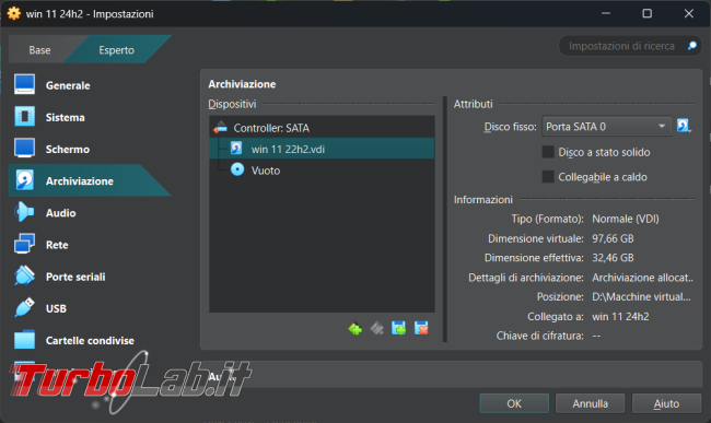 Come cambiare dimensioni disco fisso virtuale VirtualBox