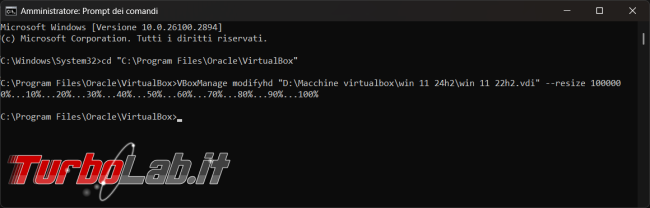 Come cambiare dimensioni disco fisso virtuale VirtualBox