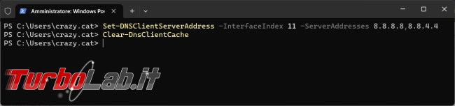 Come cambiare DNS scheda rete PowerShell