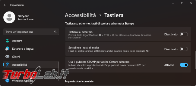 Come cambiare l’assegnazione tasto Stamp fargli aprire Strumento cattura Windows 11