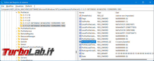 Come cambiare modo corretto nome cartella profilo utente Windows