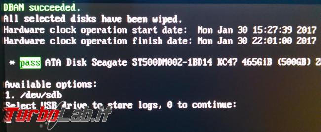 Come cancellare maniera definitiva dati hard disk Sata Ide Dban