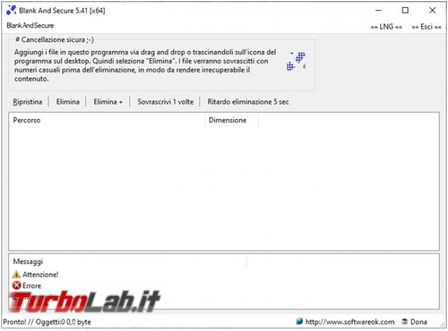 Come cancellare maniera definitiva file Blank and Secure impedirne recupero