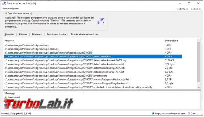Come cancellare maniera definitiva file Blank and Secure impedirne recupero