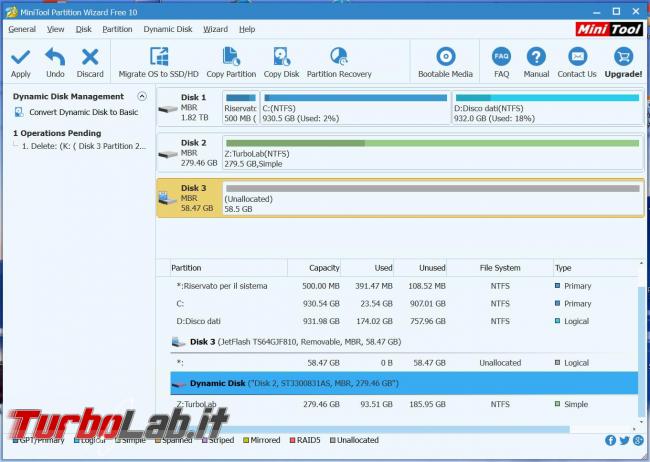 Come cancellare partizione aggiuntiva pendrive