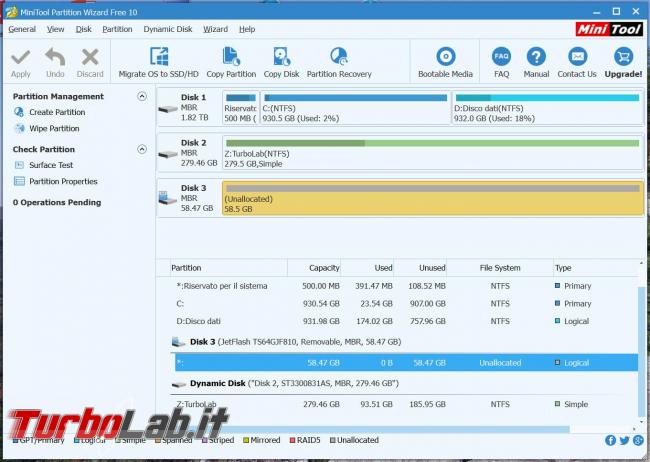 Come cancellare partizione aggiuntiva pendrive