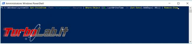 Come cancellare, Windows 10, file più vecchi certa data riga comando powershell