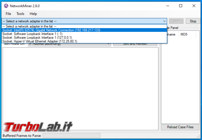 Come catturare indagare traffico rete NetworkMiner