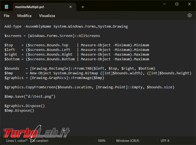 Come catturare screenshot PowerShell