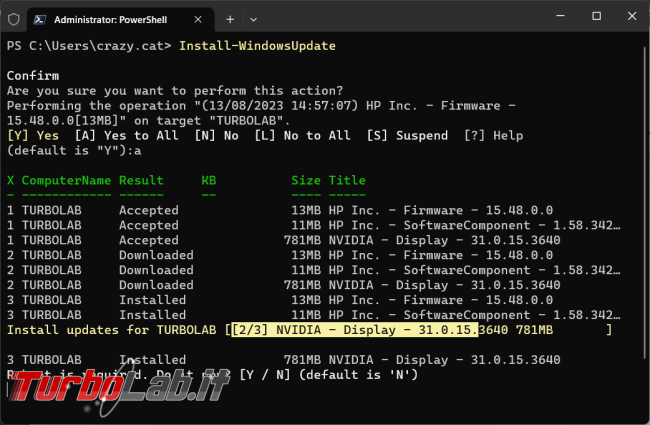 Come cercare installare aggiornamenti Windows Update PowerShell