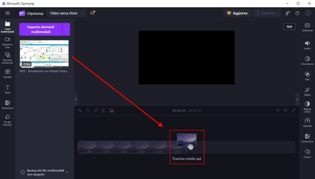 Come cercare parole file audio video Clipchamp SRTpage