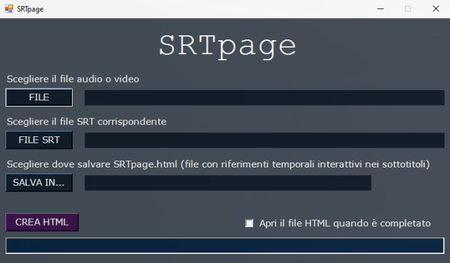 Come cercare parole file audio video Clipchamp SRTpage