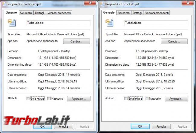 Come compattare archivi posta Microsoft Outlook ridurne dimensioni