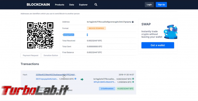 Come comprare Bitcoin, Ethereum altre criptovalute carta credito 2020: video-guida Switchere (alternativa facile Coinbase) - 120_blockchain explorer
