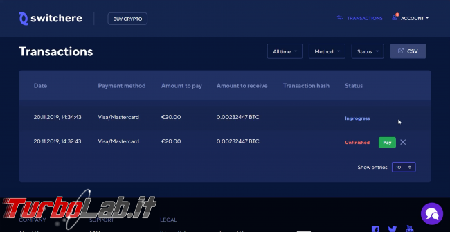 Come comprare Bitcoin, Ethereum altre criptovalute carta credito 2020: video-guida Switchere (alternativa facile Coinbase)
