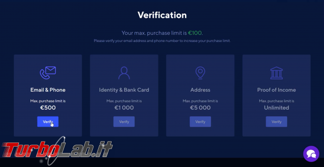 Come comprare Bitcoin, Ethereum altre criptovalute carta credito 2020: video-guida Switchere (alternativa facile Coinbase) - 200_switchere_account_verification_05