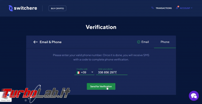 Come comprare Bitcoin, Ethereum altre criptovalute carta credito 2020: video-guida Switchere (alternativa facile Coinbase) - 200_switchere_account_verification_07