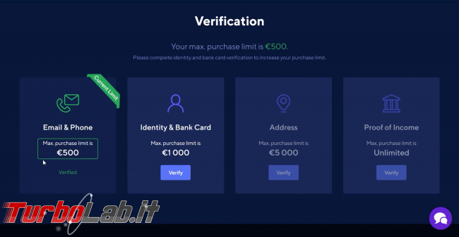 Come comprare Bitcoin, Ethereum altre criptovalute carta credito 2020: video-guida Switchere (alternativa facile Coinbase) - 200_switchere_account_verification_11