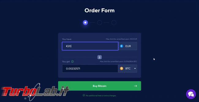 Come comprare Bitcoin, Ethereum altre criptovalute carta credito 2020: video-guida Switchere (alternativa facile Coinbase) - 55_switchere_scelta_importo