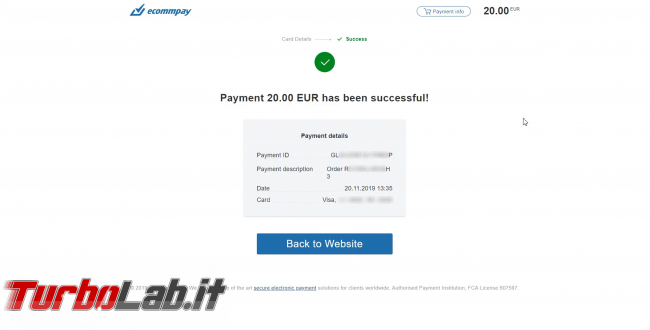 Come comprare Bitcoin, Ethereum altre criptovalute carta credito 2020: video-guida Switchere (alternativa facile Coinbase) - 90_switchere_payment_successfull