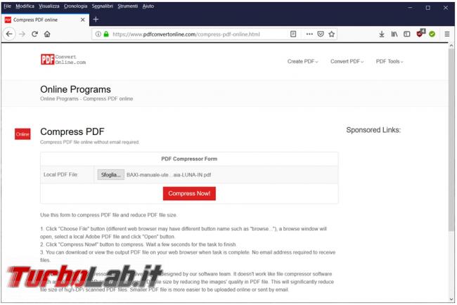 Come comprimere file PDF ridurne dimensioni servizi online
