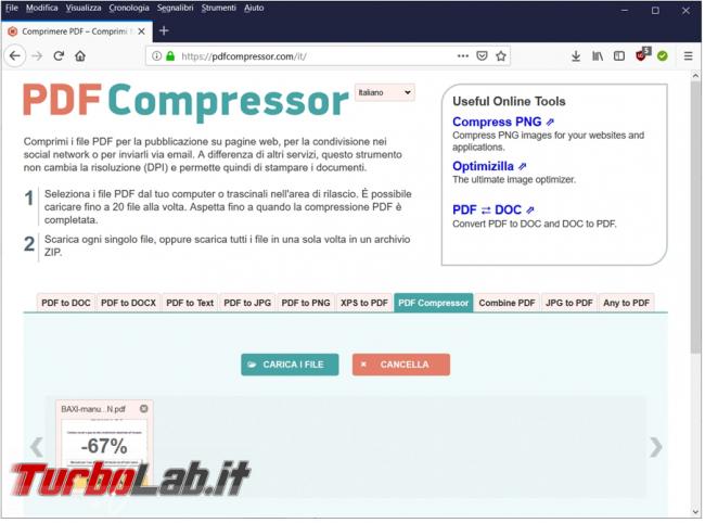 Come comprimere file PDF ridurne dimensioni servizi online