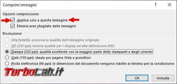 Come comprimere immagini documento Word ridurre dimensioni complessive file