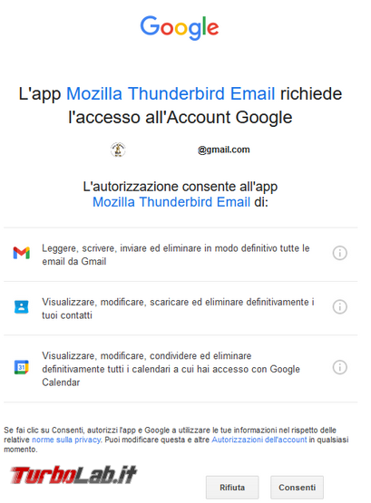 Come configurare account Gmail Thunderbird 115