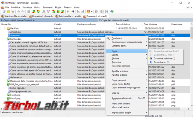 Come confrontare contenuto due cartelle trovare differenze file