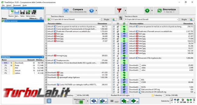 Come confrontare sincronizzare contenuto due cartelle FreeFileSync