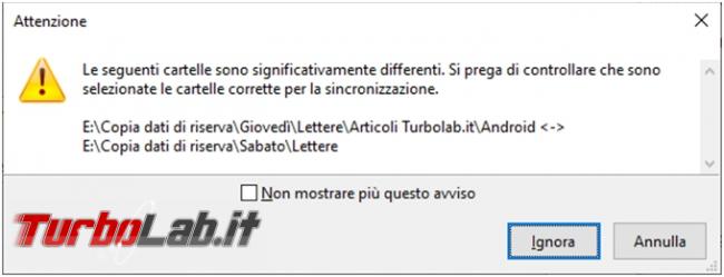Come confrontare sincronizzare contenuto due cartelle FreeFileSync