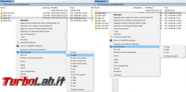 Come convertire file multimediali due click mouse direttamente menu contestuale