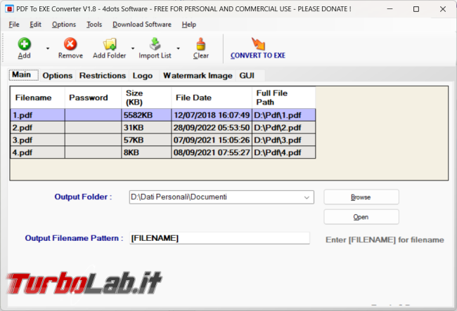 Come convertire file PDF eseguibile PDF To EXE Converter